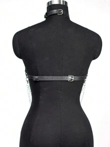 1pc Women's Sexy Gothic Harness Collar Belt, Great For Halloween Party & Rave - Black - View 6