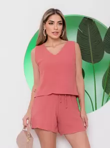 Women Two-piece Outfits - Pink - View 1