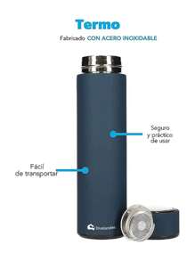 Termo de Acero Inoxidable Bluelander 500 ml ¡Mejora tu Estilo con excelente Funcionalidad! - Azul - Ver 4