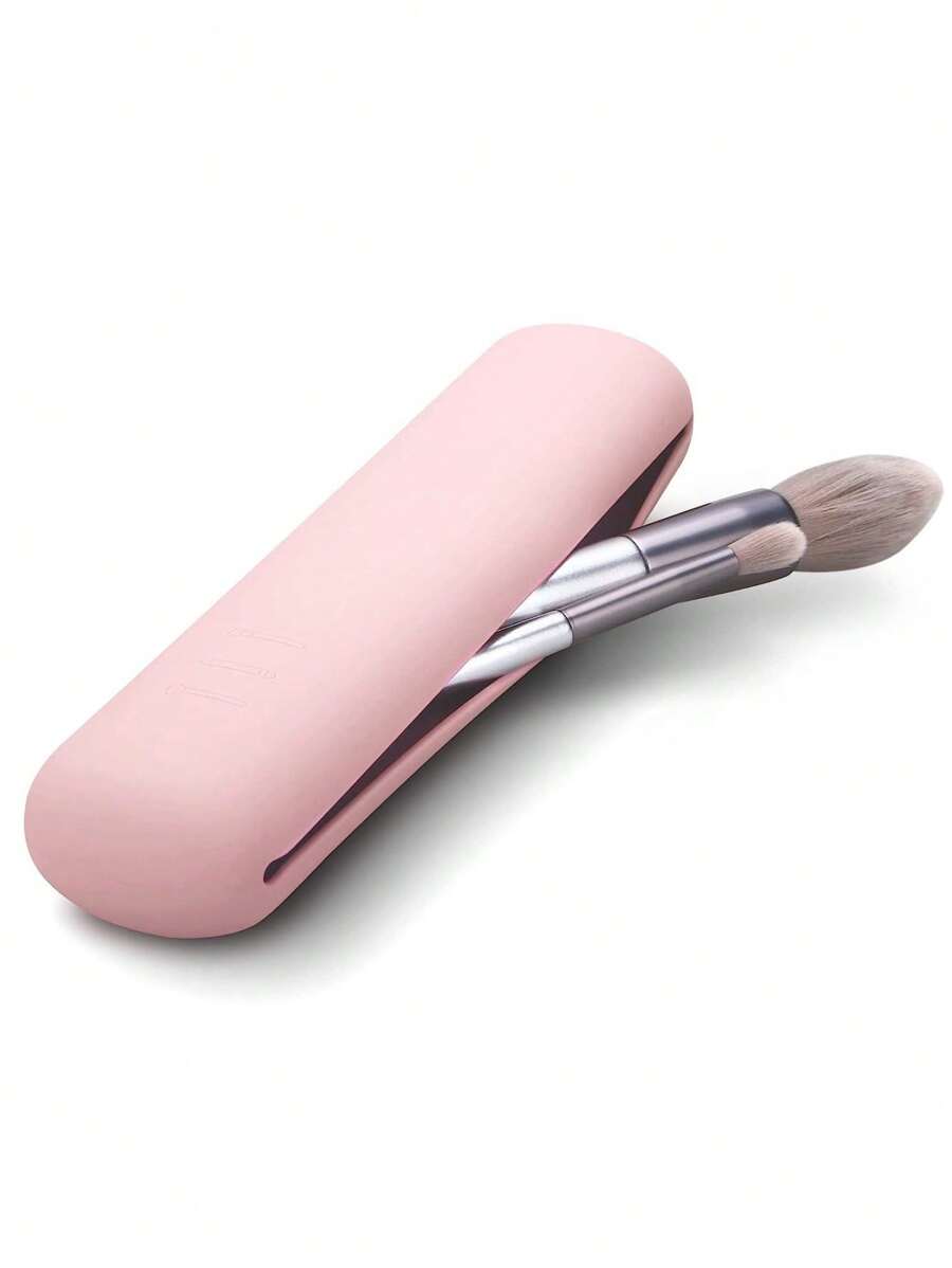 1入組旅行化妝刷套裝，便攜化妝刷化妝品收納盒，柔軟舒適的化妝刷組織者，時尚美麗的化妝刷袋 - 淺粉色 - 查看 1