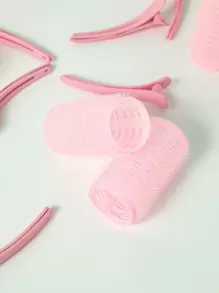 Bộ 6 lô cuốn tóc tự cầm nhỏ gọn, không cần nhiệt, kèm 6 kẹp tóc, dụng cụ tạo kiểu tóc DIY màu hồng, phụ kiện làm đẹp tại nhà. - Hồng - Xem 3