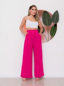 Women Pants - 玫紅色 - 查看 3