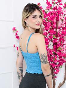 Women Tank Tops & Camis - 淺藍色 - 查看 4