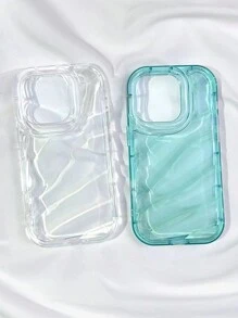 2 Peças Capa Transparente Verde Espessada de Material Texturizado, Compatível com iPhone 16, À Prova d'Água, à Prova de Choques, Anti-Queda, Resistente a Arranhões - Multicolorido - Visão 2