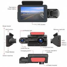 3吋雙鏡頭汽車行車記錄器,g-sensor 1080p前後內置攝像頭 - 黑色 - 查看 9