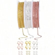 30-115 Feet Chain Coil Kit, 3-7 Colors Jewelry Making Chain Set, Metal Chains With Open Jump Rings And Lobster Clasps For DIY Necklace/Bracelet/Anklet Making,Each Link 2mm In Length And 1.7mm In Width (Options Available: 1 Set Of 7 Colors, 1 Set Of 6 Colors, 1 Set Of 4 Colors, 1 Set Of 3 Colors) (Note: Slight Color Difference May Exist Due To Different Manufacturing Batches) - Multicolor - View 6