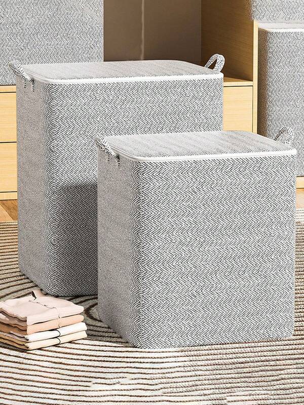 حقيبة تخزين مفروشات بسيطة وعملية باللون الرمادي