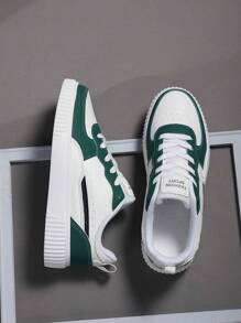 男士运动鞋，男士休闲鞋，时尚个性街头学生帅气鞋，系带男鞋，男士滑板鞋 - 白綠 - 查看 2