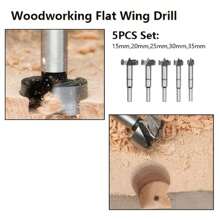 5入組鑽孔鑽頭設置15/20/25/30/35mm,無鉛鉬鋼成型器鑽頭高速鋼木製工具沖壓頭木質板材扁翼鑽孔鉸鏟硬質合金鉆孔多功能倒鑽孔鑽孔鑽頭,適用於木材、塑料、膠合板等 - 銀色 - 查看 4