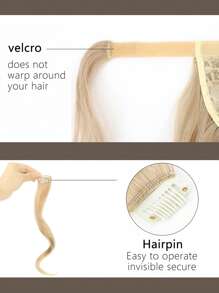 馬尾辮插件髒金色馬尾卷曲波浪環繞夾式髮片,合成高強纖維假髮,適合白人女性 - 金色 - 查看 4