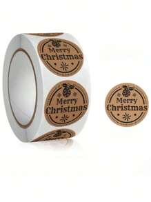 500 件圣诞节和新年快乐礼物牛皮纸标签贴纸，派对礼品标签圣诞装饰品圣诞装饰圣诞礼物圣诞派对用品圣诞礼品袋圣诞袋圣诞贴纸 - 彩色 - 查看 1