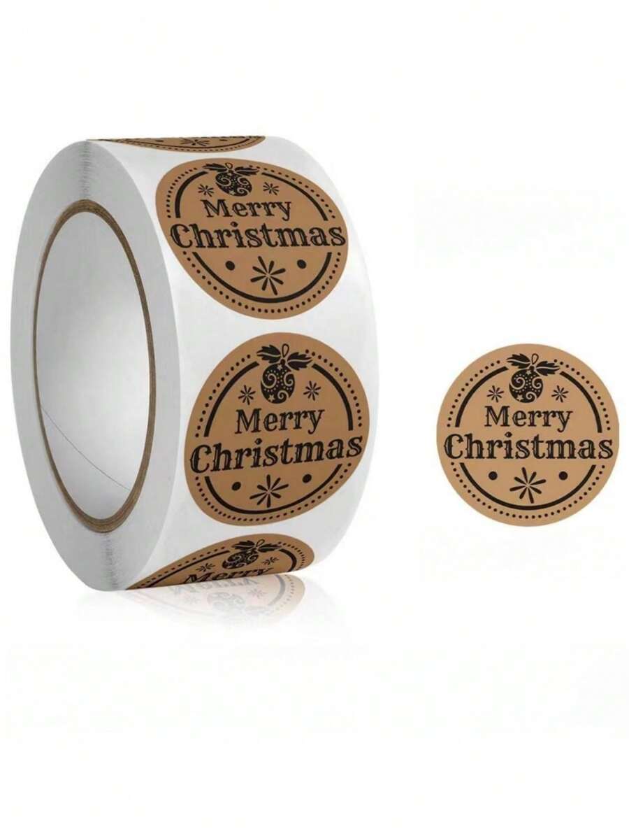 500 件圣诞节和新年快乐礼物牛皮纸标签贴纸，派对礼品标签圣诞装饰品圣诞装饰圣诞礼物圣诞派对用品圣诞礼品袋圣诞袋圣诞贴纸 - 彩色 - 查看 1