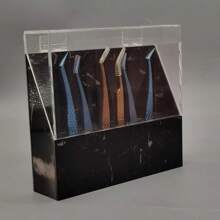 8 Slots Tweezers Holder, Leody Acrylic Display Stand With Lid - 黑色 - 查看 3
