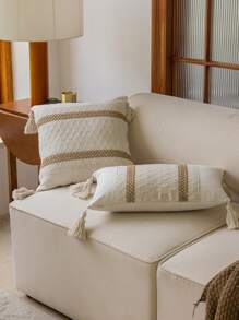 1 件拼布流苏装饰时尚抱枕套 - 彩色 - 查看 5