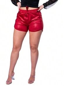Women Sports Shorts - 紅色 - 查看 3