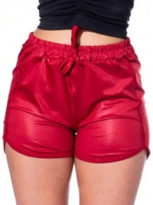 Women Sports Shorts - 紅色 - 查看 1