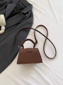 Classic Fashionable Charm Handheld & Crossbody Small Square Bag - Brown - View 5