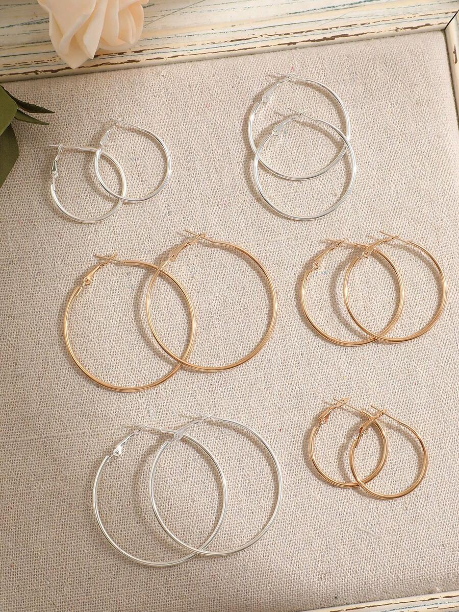 17KM 12入組不同大小的耳環,適合日常佩戴 - 彩色 - 查看 1