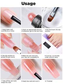 4件套美甲延长胶套装 - 4种颜色：柔粉色、白色、透明色、咖啡色，亚克力硬胶，延长美甲艺术设计，快速打造美甲造型，美甲工具，送给女性的礼物，在家也能享受美甲沙龙的乐趣 - 彩色 - 查看 10