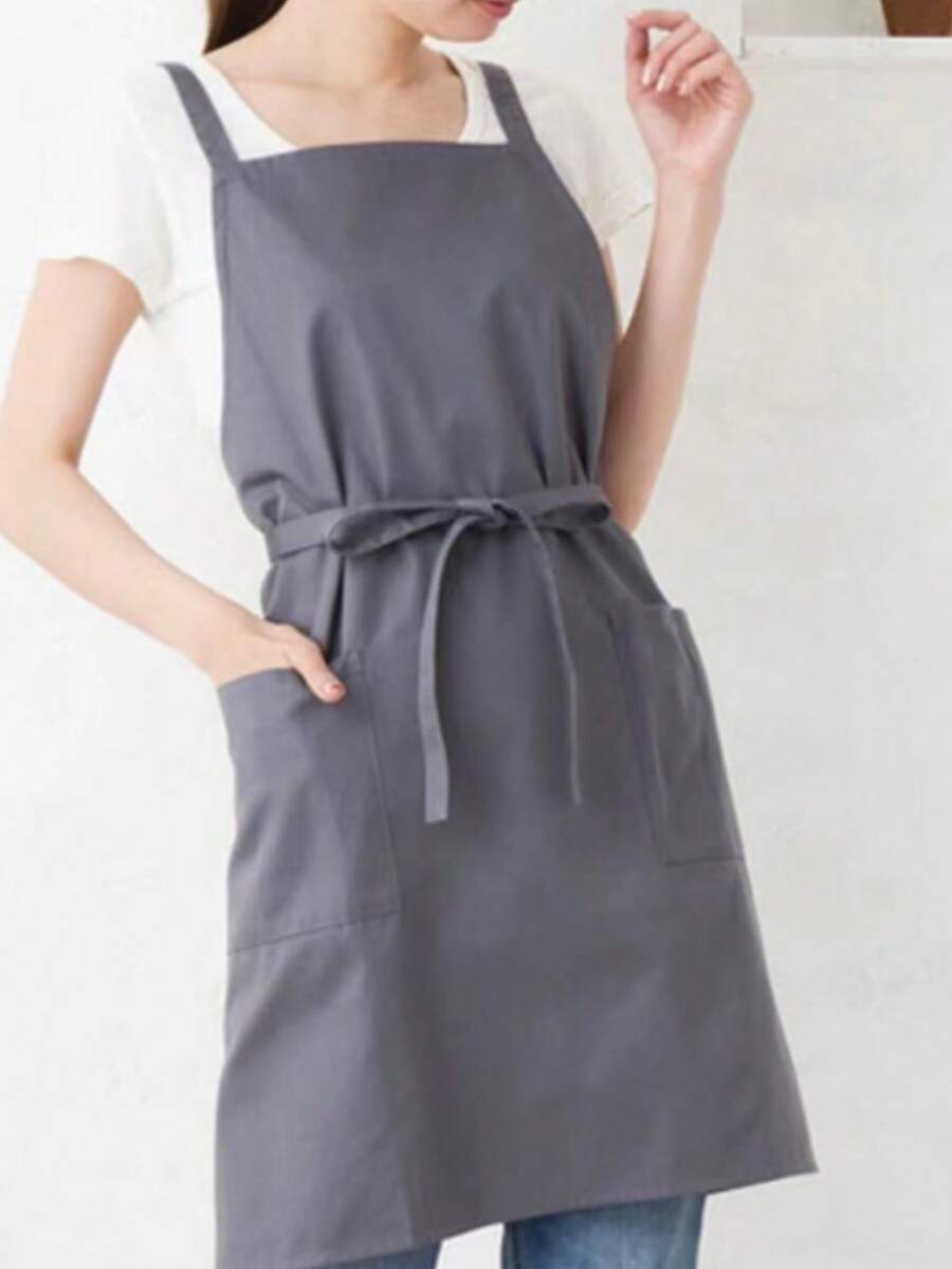 1 Miếng Xám Tạp dề , Hiện đại Phong cách Nhật Polyester Không thấm nước & Chống vết bẩn áo choàng Với Dây đai , Thích hợp Đối với Nhà , - Xám - Xem 1