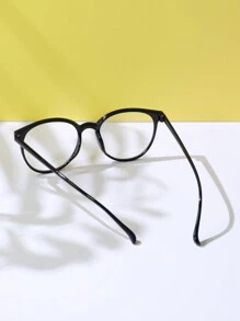 1pc Men Pc Round Glasses For Back To School Clear Glasses - Black - View 5