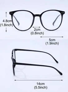 1pc Men Pc Round Glasses For Back To School Clear Glasses - Black - View 6