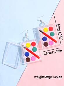 1對創意可愛的亞克力誇張涂鴉設計耳墜,可水洗可塗,適用於女性派對珠寶 - 彩色的 - 查看 9