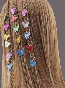 16 piezas Goma de pelo en espiral con accesorio de mariposa - Multicolor - Ver 1