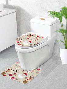 1 件装圣诞圣诞老人礼物图案地垫或浴帘浴室配件返校入口装饰浴室厨房装饰 - 彩色 - 查看 3