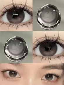 1 Cặp kính áp tròng dùng một lần cao cấp màu xám, 14.2mm, sử dụng nửa năm, phù hợp cho trang phục Halloween. - màu xám quý phái - Xem 1