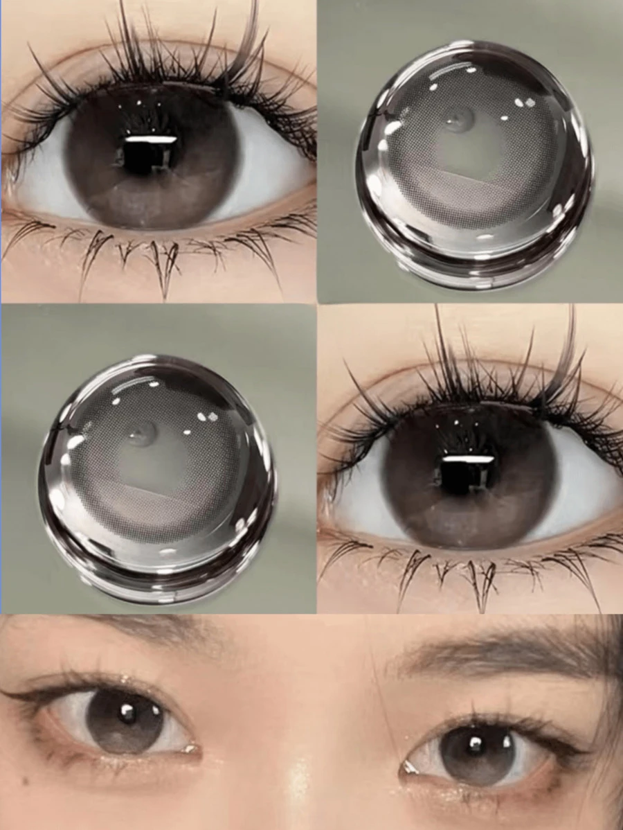 1 Cặp kính áp tròng dùng một lần cao cấp màu xám, 14.2mm, sử dụng nửa năm, phù hợp cho trang phục Halloween. - màu xám quý phái - Xem 1