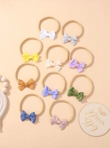 15pcs Solid Color Cute Bowknot Elastic Children's Headband For Kids Love Valentine