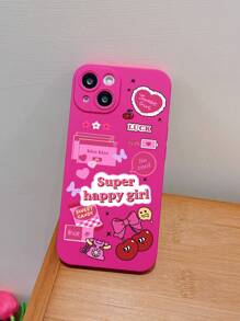 1 PC màu hồng Cherry Window & Graffiti Sweet Cool Girl Matte Soft Case Tương thích với iPhone - Nhiều màu - Xem 3
