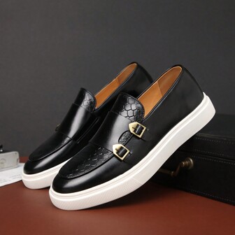 男士2025春季新款时尚休闲皮鞋英伦风男士透气平底鞋适合夏季