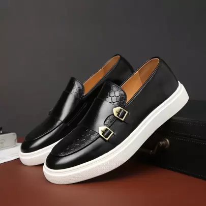 Men's 2025 Spring New Fashion Casual Leather Shoes, British Style Breathable Flat Shoes For Men, Suitable For Summer