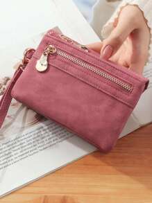 MIYIN Fashionable Zipper Coin With Wrist Strap Women Hot Pink Business Casual Wristlet Wallet Wristlet Wallet For Women Wallet Purse Wallet Small Wallet - Pink - View 7