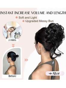 女士爪夾雜亂捲曲的髮髻,裝飾造型用的假髮套,亂糟糟的髮型髮夾,結實的合成髮髻補充頭髮 - 彩色 - 查看 5