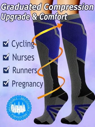 Chaussettes de compression en cuivre jaune 15-15 mmhg hautes jusqu'aux genoux pour femmes et hommes, enceintes, infirmières, grossesse, maternité, mignons, sports, adaptées pour le cyclisme, adultes, support de circulation, longues, chaussettes pour femmes, pour la salle de gym