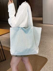 高容量色塊時尚手提包,日常使用 - 彩色 - 查看 8