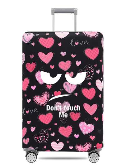 شنطه سفر اغراض سفر لوازم السفر اغراض السفر اشياء للسفرغطاء حقيبة السفر مطبوع بطباعة الحب الأسود، غطاء قماشي مطاطي لحماية الحقيبة من الغبار، مناسب لحقائب السفر من 18 إلى 32 بوصة، منظم السفر، أغطية حقائب السفر، غطاء واقي للحقيبة للعطلات والسفر، ضروريات السفر، اكسسوارات السفر، ما لا غنى عنه في عيد الحب، حقيبة للمدرسة، اكسسوارات المدرسة، أدوات المدرسة