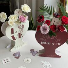 1pc Handheld Flower Box With Mirror Surface, Silver Flower Basket & Gift Box For Bouquet Packaging - Multicolor - View 4