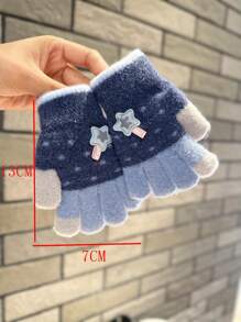 Trẻ em Găng tay Con trai Năm Ngón tay Mùa Đông Thời trang Đã chia ra Ngón tay Găng tay Đối với 1-4 Già Trẻ em - Màu xanh hải quân - Xem 4