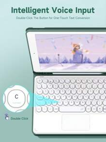 触摸键盘保护套兼容 iPad 10.2 第 9/8/7 代，兼容三星 Galaxy Tab A8 10.5，带铅笔架键盘 - 綠色 - 查看 6