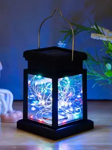 Solar Lights Lantern, Vintage Palace Lamp With 30LED Solar String Lights, Portable Waterproof Solar Rechargeable Outdoor Table Lamp Decorations Lights Outdoor Halloween Christmas Thanksgiving Gift