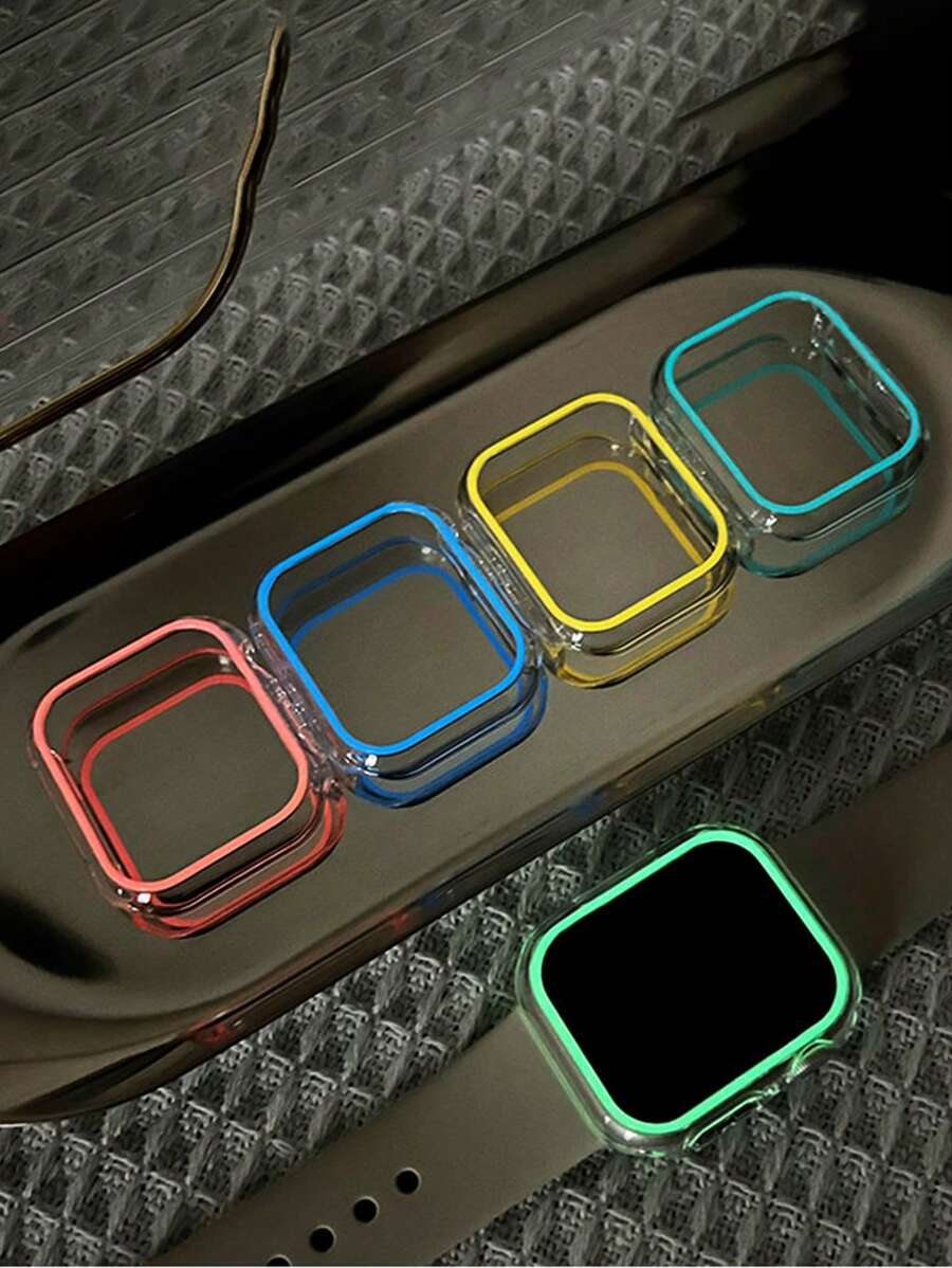1 个红色夜光表壳适用于 Apple Watch 38 毫米 40 毫米 41 毫米 42 毫米 44 毫米 45 毫米超薄保险杠保护套硬质 PC 保险杠表壳框架适用于 Apple Watch Series 8 7 6 5 4 3 SE