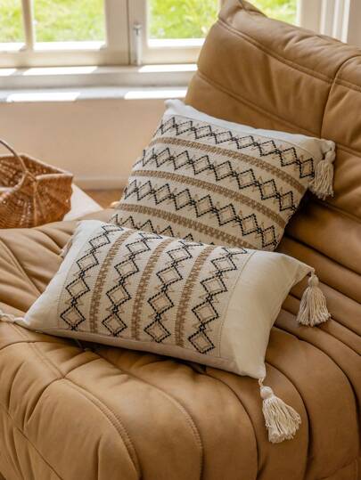 1 件时尚柔软拼布抱枕套，简约风格，适合日常休闲使用