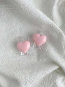 مجموعة من قطعتين واقيات شحن من كابل USB بشكل قلب ثلاثي الأبعاد - وردي فاتح - مشاهدة 3