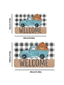 1入組秋季車&歡迎信件圖形防滑浴室臥室地墊,門墊,裝飾功能地毯 - 彩色 - 查看 5