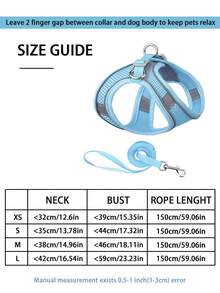 Reflective Dogs Harness With Leash Adjustable Harness Vest Breathable Collars For Small Large Dogs - Blue - View 4