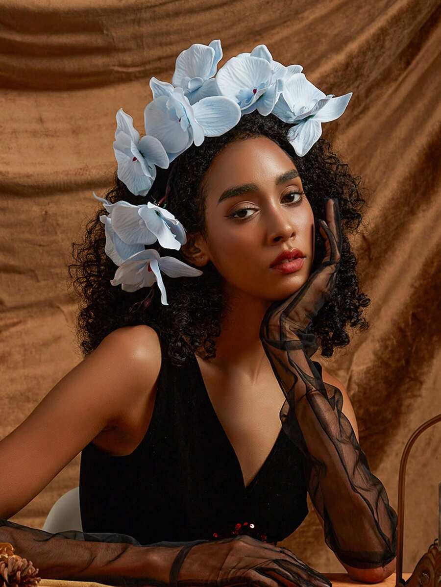 2入組手套髮飾套裝,哥德式花冠頭帶cosplay舞會婚禮髮飾服飾配件 - 淺藍色 - 查看 1